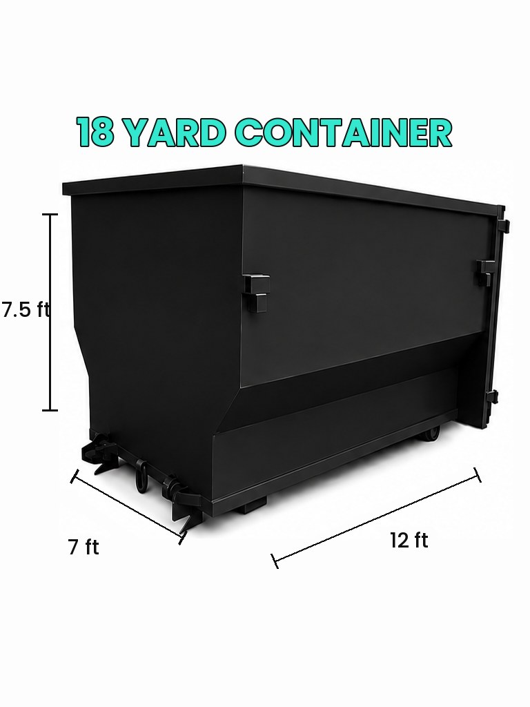 Dumpster de 18 yardas con puertas abiertas